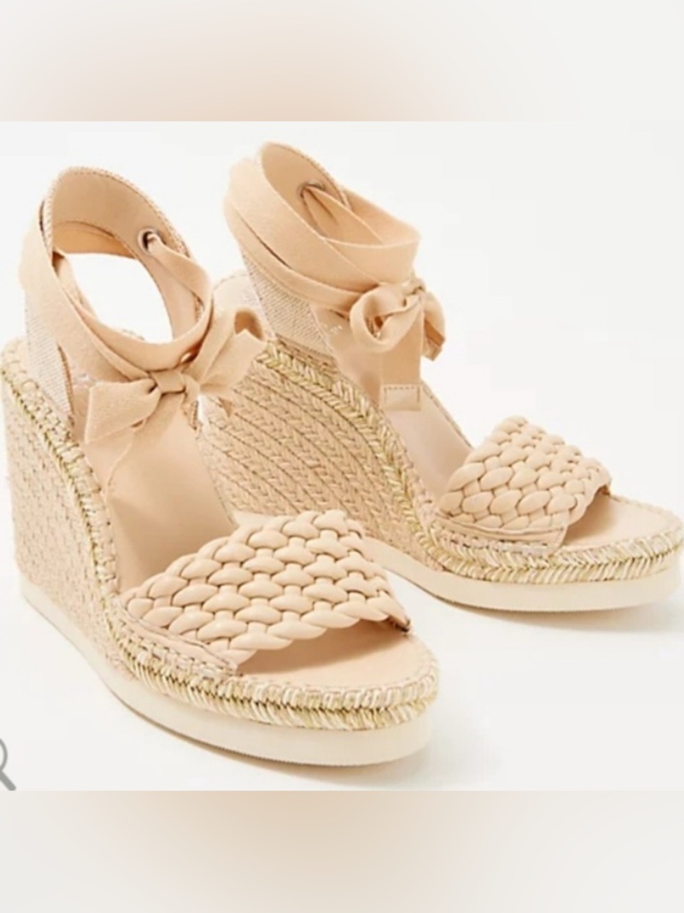 Vince Camuto Bryleigh Espadrilles Wedges Sandals Braided Natural Ankle Tie 7.5 - Picture 2 of 8